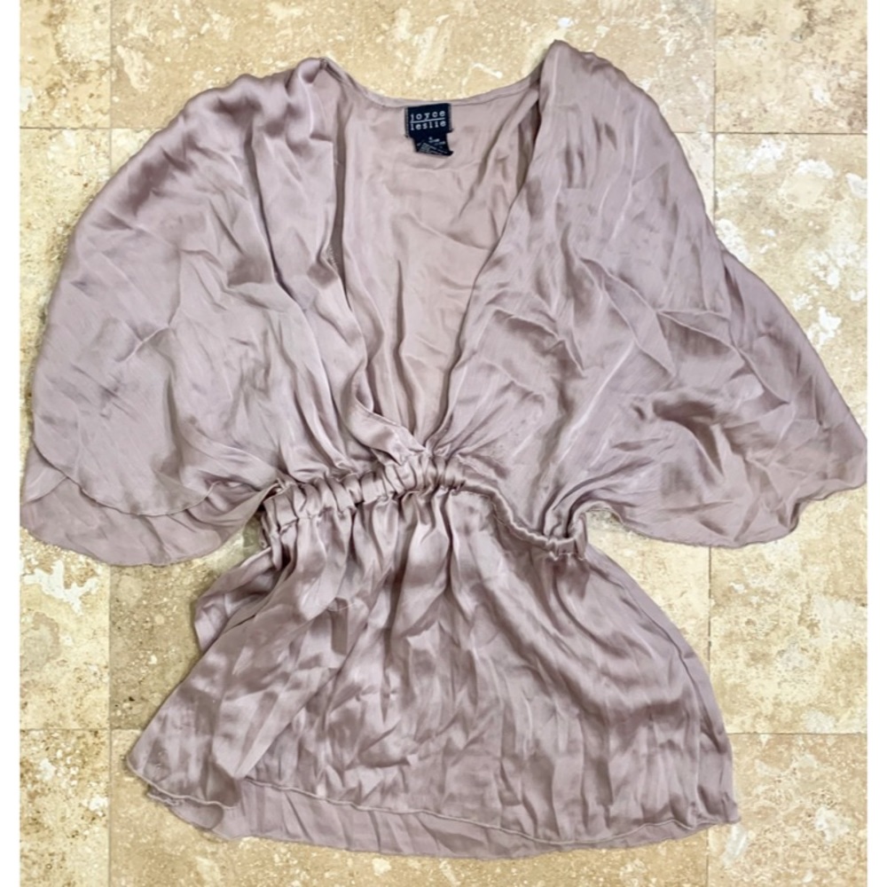 Joyce Leslie™ Silky Satin Taupe Blouse Top
